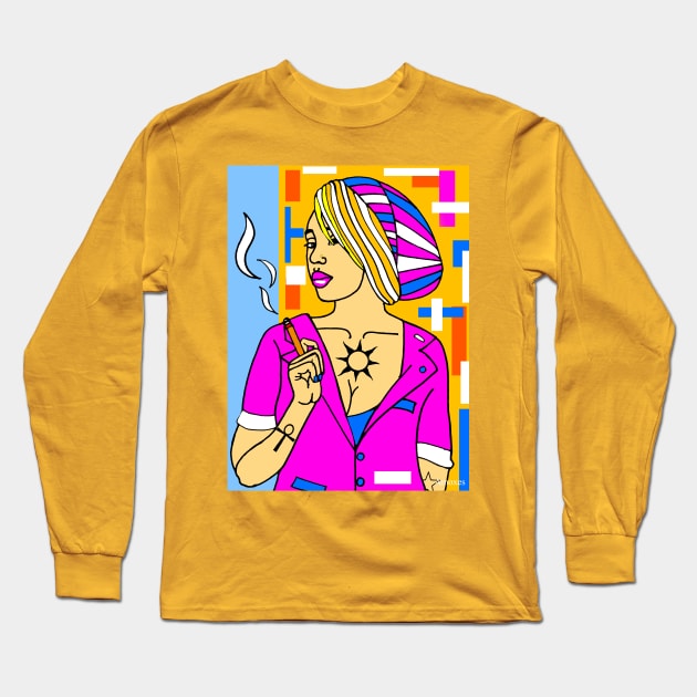 Blondie and her cigar Long Sleeve T-Shirt by amoxes